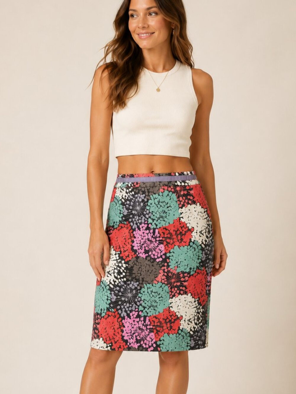Boden Floral Pencil Skirt in Gray Multi, Size 6